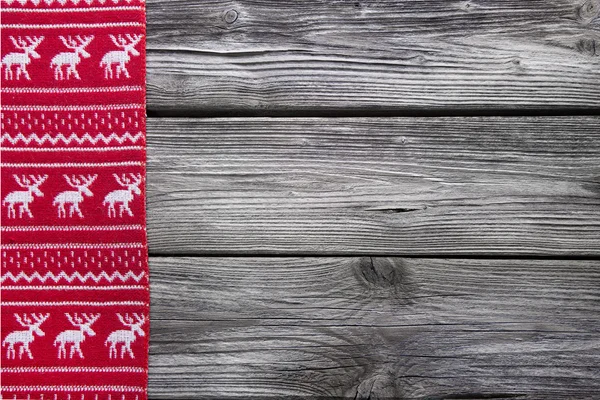 Fundo de madeira com uma moldura vermelha de rena para Natal dec — Fotografia de Stock