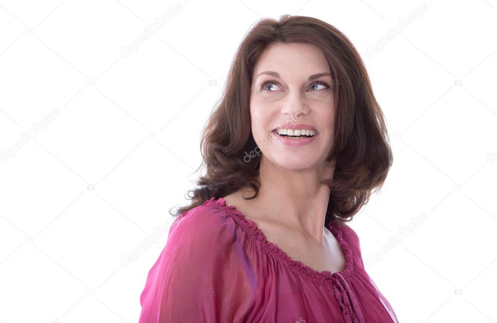 Attractive smiling middle-aged woman in portrait.
