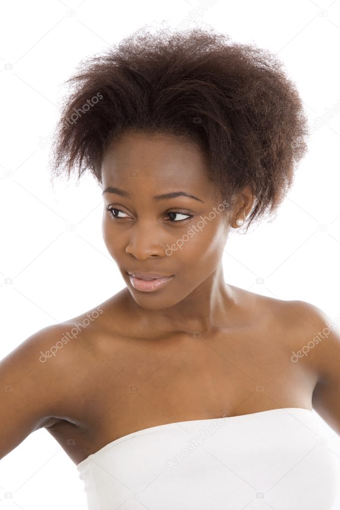 Isolated afro american black beautiful model face.