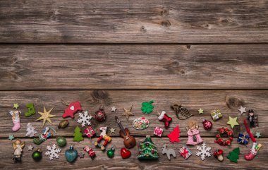 renkli dekorasyon ile ahşap xmas veya Noel arka plan.