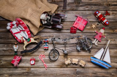 Çocuk - christmas dekorasyon vint tahta ve teneke oyuncaklar
