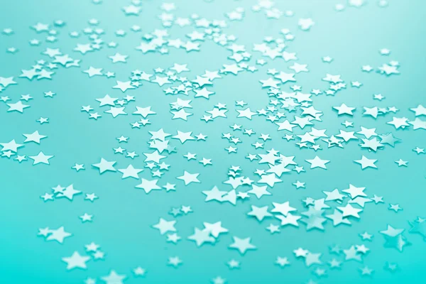 Turquoise or green background with shinny stars. — Stock Photo, Image