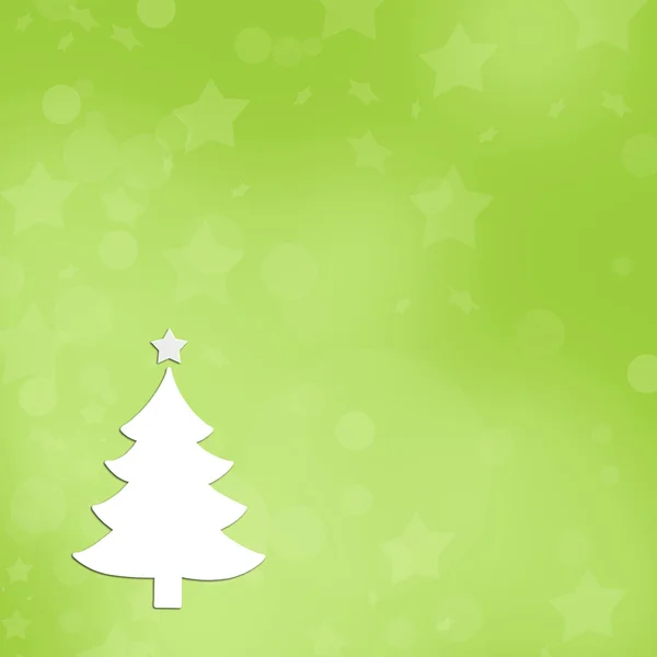Зеленый рождественский фон с белым деревом . — стоковое фото