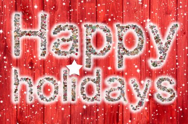 Merry christmas metin kırmızı ve Beyaz ahşap zemin üzerinde.