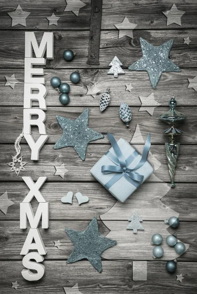 Merry xmas: świąteczne dekoracje w shabby chic stylu w światło b — Zdjęcie stockowe