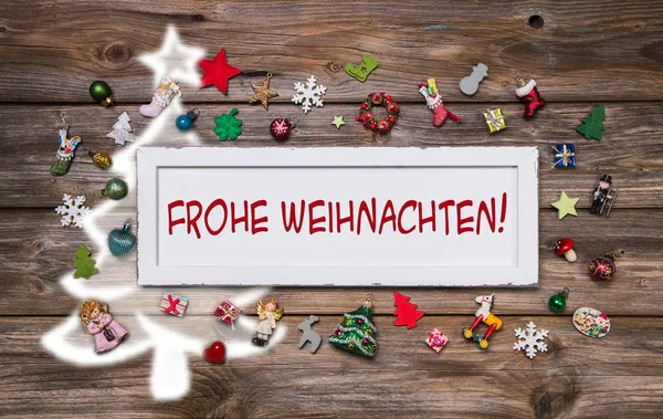 Greeting card for christmas with german text for merry christmas — Stock Photo, Image