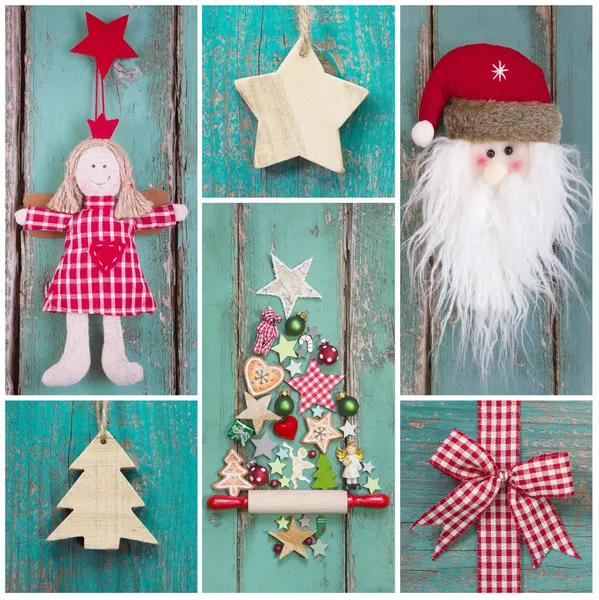 Country style: christmas decoration in classic colors green and Stock Photo