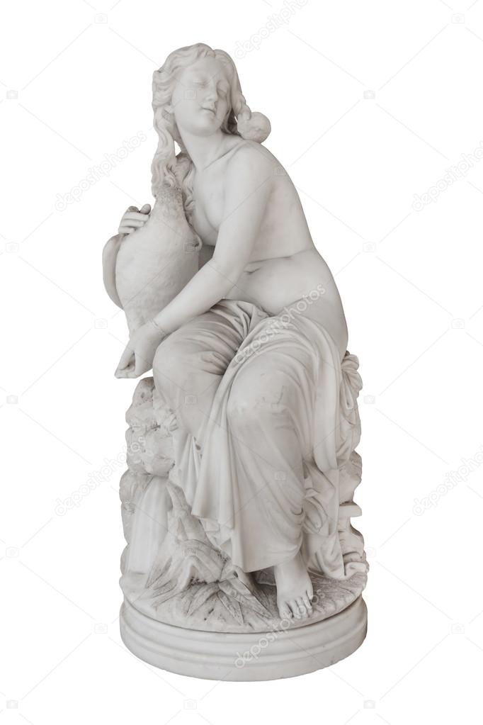 Aphrodite with a goose - isolated sculpture in the Achilleion in Corfu