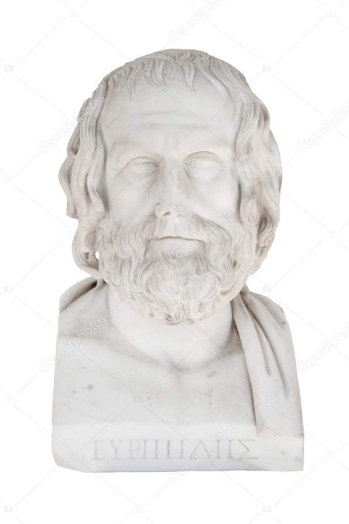Isolated bust of Euripides, died in 406 before Chr.. Sculpture i