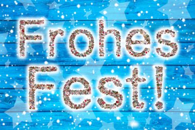 mutlu bayramlar: Almanca bir metnin bir eş ile Noel tebrik kartı