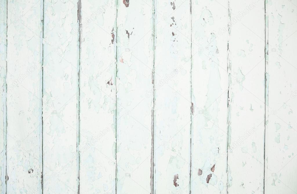 Old wood shabby chic background in mint green pastel color.