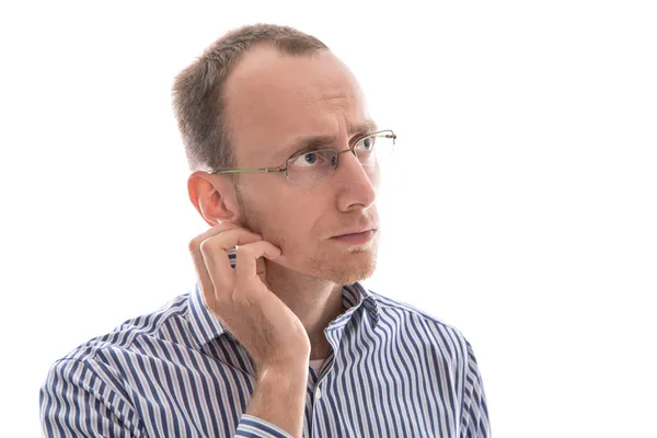 Hombre de negocios aislado serio y distraído mirando hacia los lados . —  Fotos de Stock