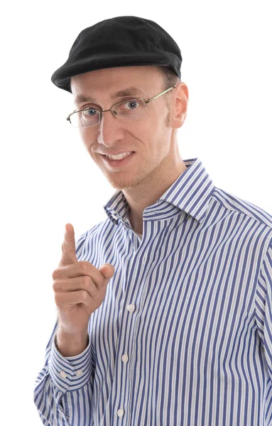 Isolé français avec casquette donnant des conseils . — Photo