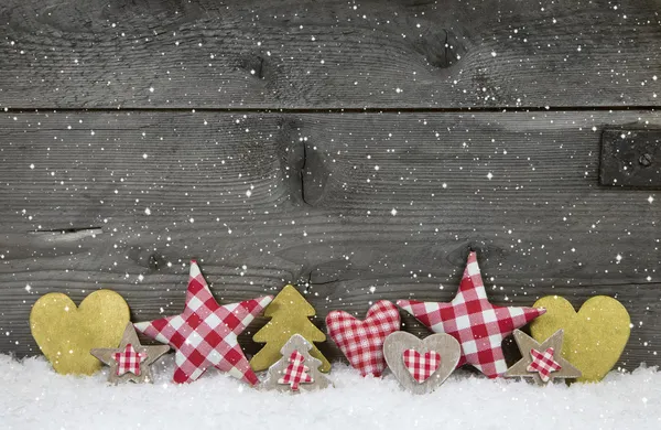 Holz Weihnachten Hintergrund mit handgefertigten Dingen. — Stockfoto