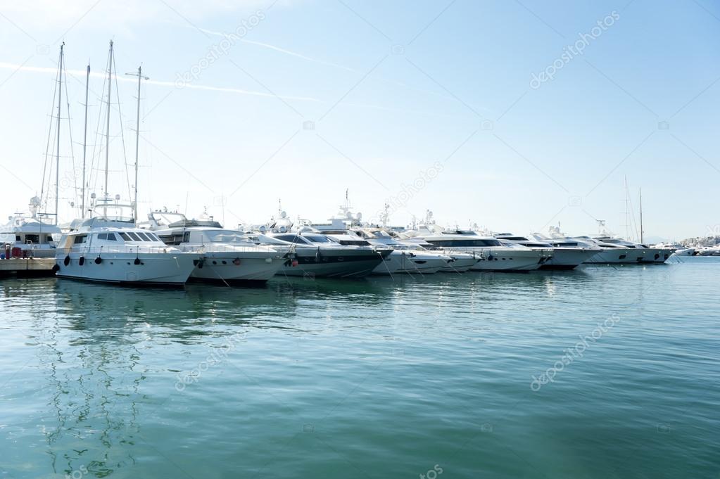 Moored yachts