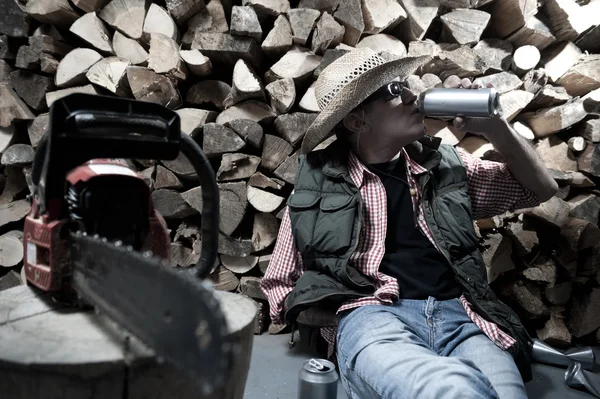 Lumberjack with chainsaw — Stock Photo, Image