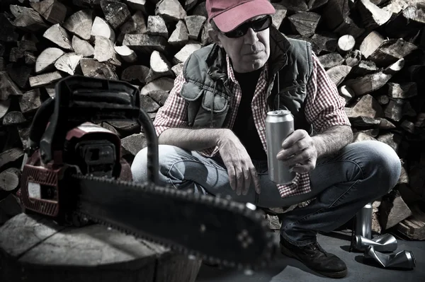 Lumberjack with chainsaw — Stock Photo, Image