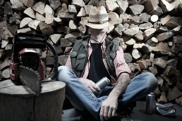 Lumberjack with chainsaw — Stock Photo, Image