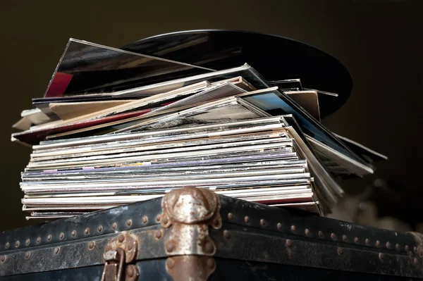 Pile of old vinyl records — Stock Photo, Image