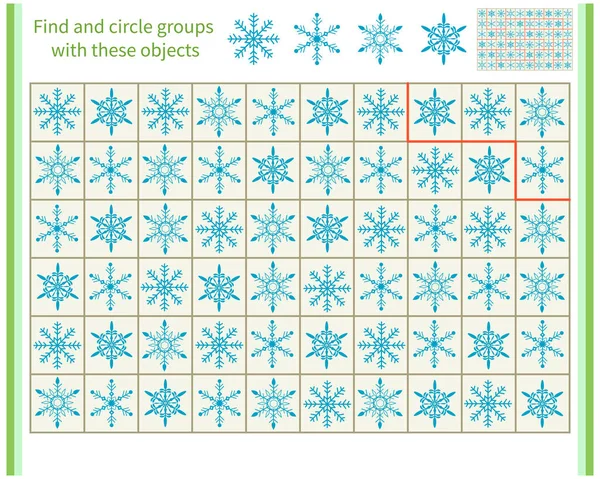 Jogo Lógica Para Crianças Divida Circule Grupos Com Objetos Mostrados — Vetor de Stock