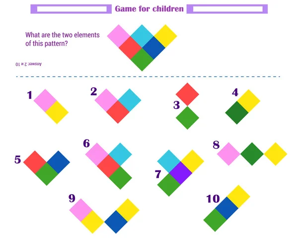 Logikspiel für Kinder. Welche Elemente ergeben sich? — Stockvektor
