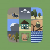 vector with camping and travel icons on green
