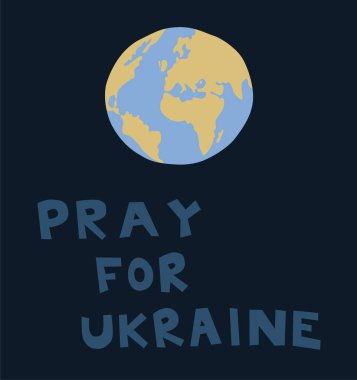 Ukrayna harfleri için dua yakınındaki mavi ve sarı kürenin çizimi