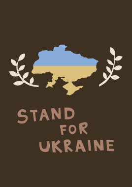 illustration of country near stand for ukraine lettering on brown clipart