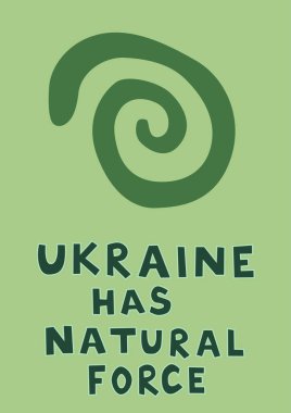 illustration of spiral near ukraine has natural force lettering on green clipart