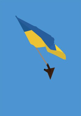illustration of ukrainian national flag on blue background, stop war concept  clipart