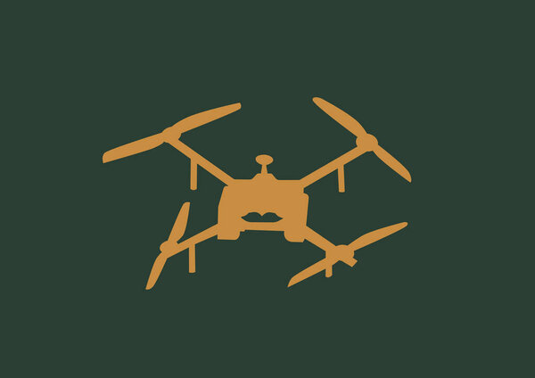 illustration of yellow remote controlled military drone isolated on green background