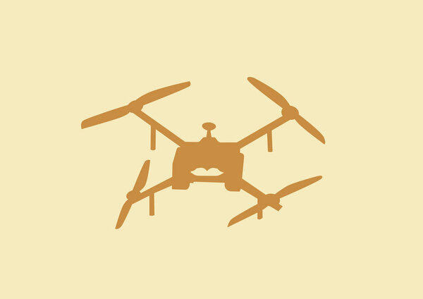 illustration of remote controlled military drone isolated on beige background