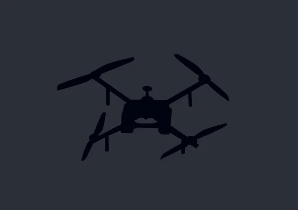 Illustrazione Drone Quadricottero Militare Telecomandato Isolato Grigio Scuro — Vettoriale Stock