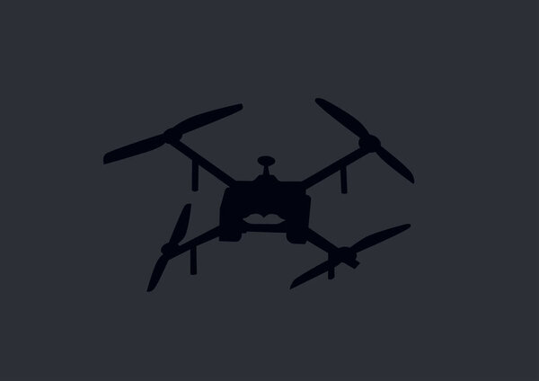 illustration of remote controlled military quadcopter drone isolated on dark grey