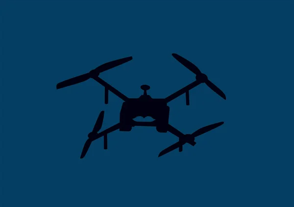 Ilustração Drone Quadricóptero Militar Piloto Automático Isolado Azul — Vetor de Stock
