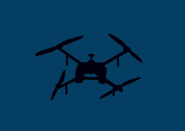 illustration of military and autopilot quadcopter drone isolated on blue