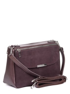 Small red leather woman's handbag isolated on white background.