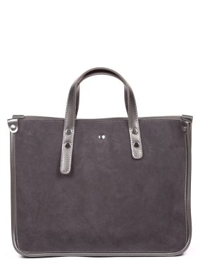 Small grey leather woman's handbag isolated on white background.