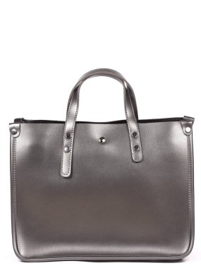 Small grey leather woman's handbag isolated on white background.