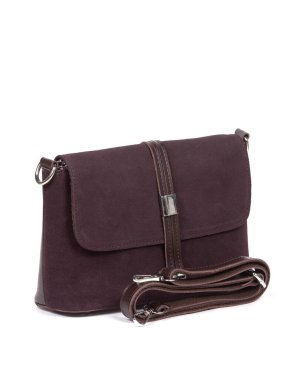 Small red leather woman's handbag isolated on white background.