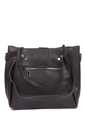 Black large with strap leather woman's handbag isolated on white background.