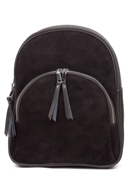 Medium Size Leather Woman Balck Backpack Isolated White Background — Fotografia de Stock