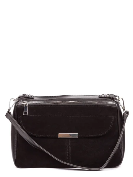 Small Black Leather Woman Fashion Handbag Strap Isolated White Background — Stock Photo, Image