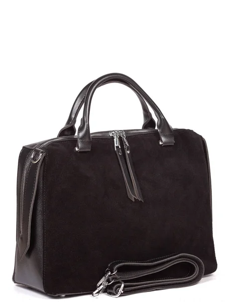 Small Black Leather Woman Fashion Handbag Strap Isolated White Background — Stock Fotó