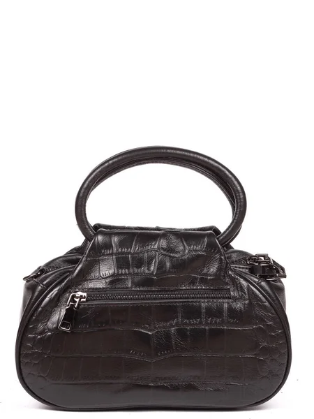 Small Black Leather Woman Fashion Handbag Strap Isolated White Background — Zdjęcie stockowe
