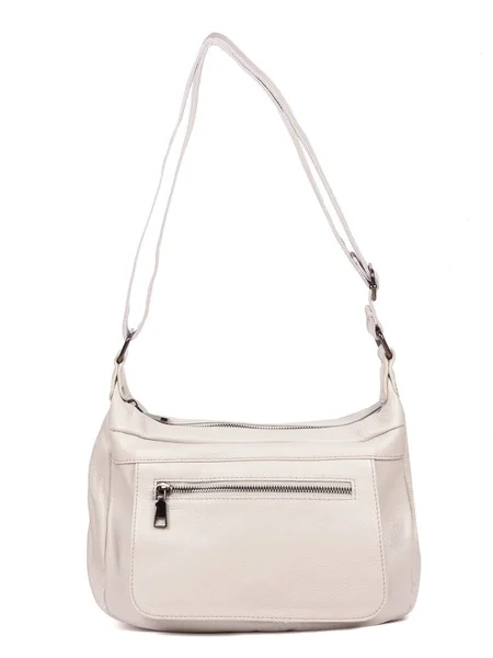 White Leather Woman Handbag Isolated White Background — Stock fotografie