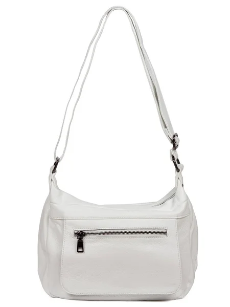 White Leather Woman Handbag Isolated White Background — Stock Photo, Image