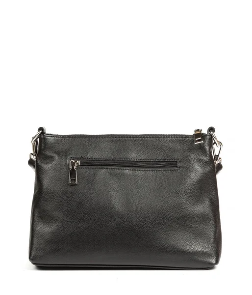 Classic Fashion Small Black Leather Women Bag White Background — Stock Photo, Image