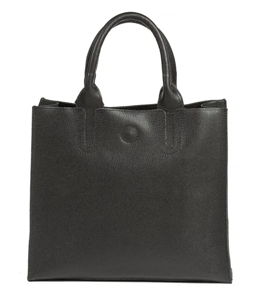 Klassische Damentasche Aus Schwarzem Leder Auf Weißem Hintergrund — Stockfoto