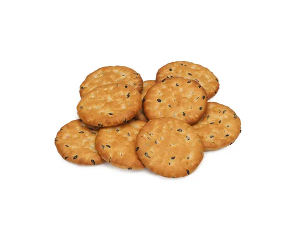 Muchas galletas deliciosas sobre fondo blanco, vista superior — Foto de Stock